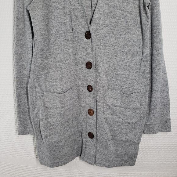 Wet Seal Long Cardigan Womens XL Gray Long Sleeve Preppy V-Neck Office Bohemian - Picture 4 of 16